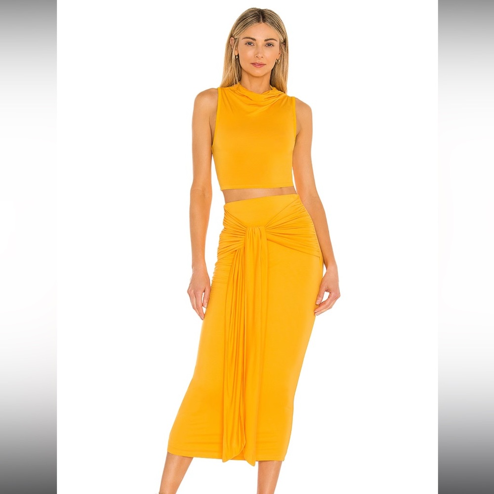 Camila Coelho Pixie Skirt and Top Set in Tangerine Orange, both Size Small